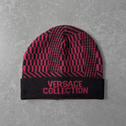 Versace Collection Geometric Patterned Beanie