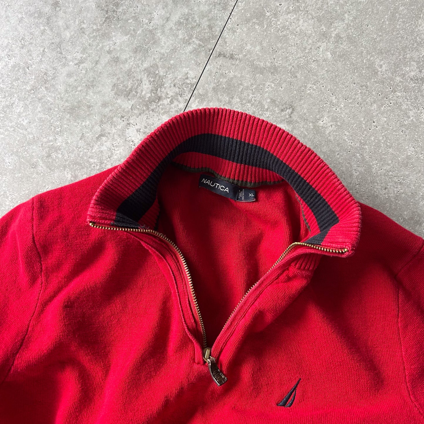Nautica Red Quarter-Zip Knit Jumper