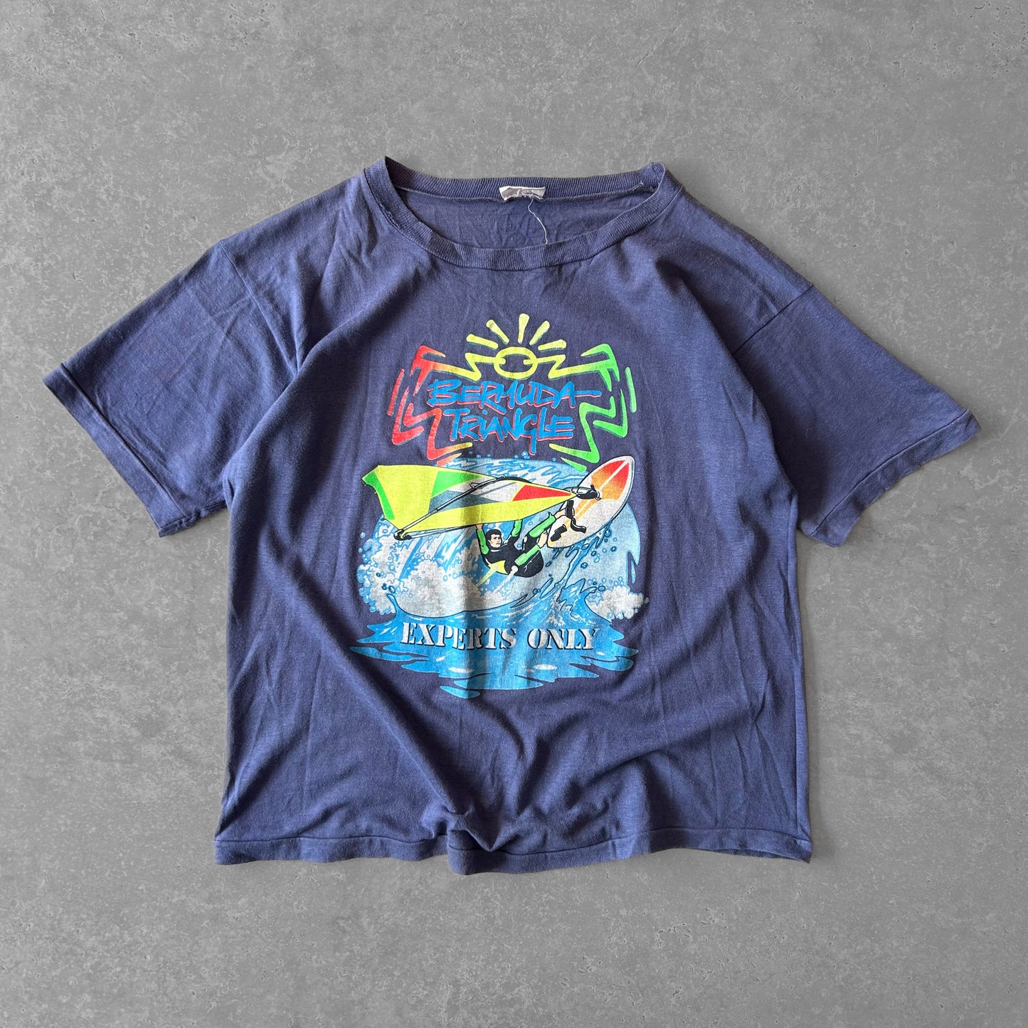Vintage single stitch Bermuda Triangle Graphic  surf Tee