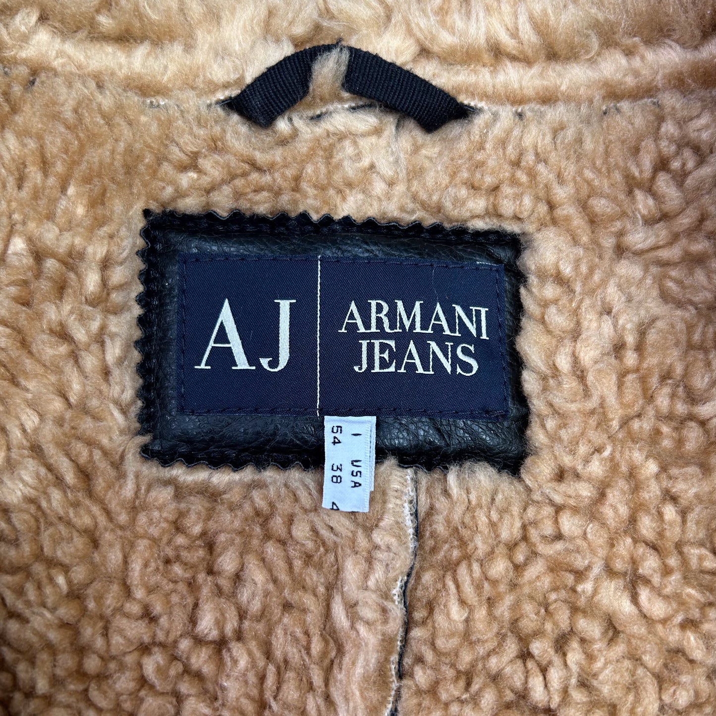 2000s | Armani Jeans Shearling Lined Leather Jacket