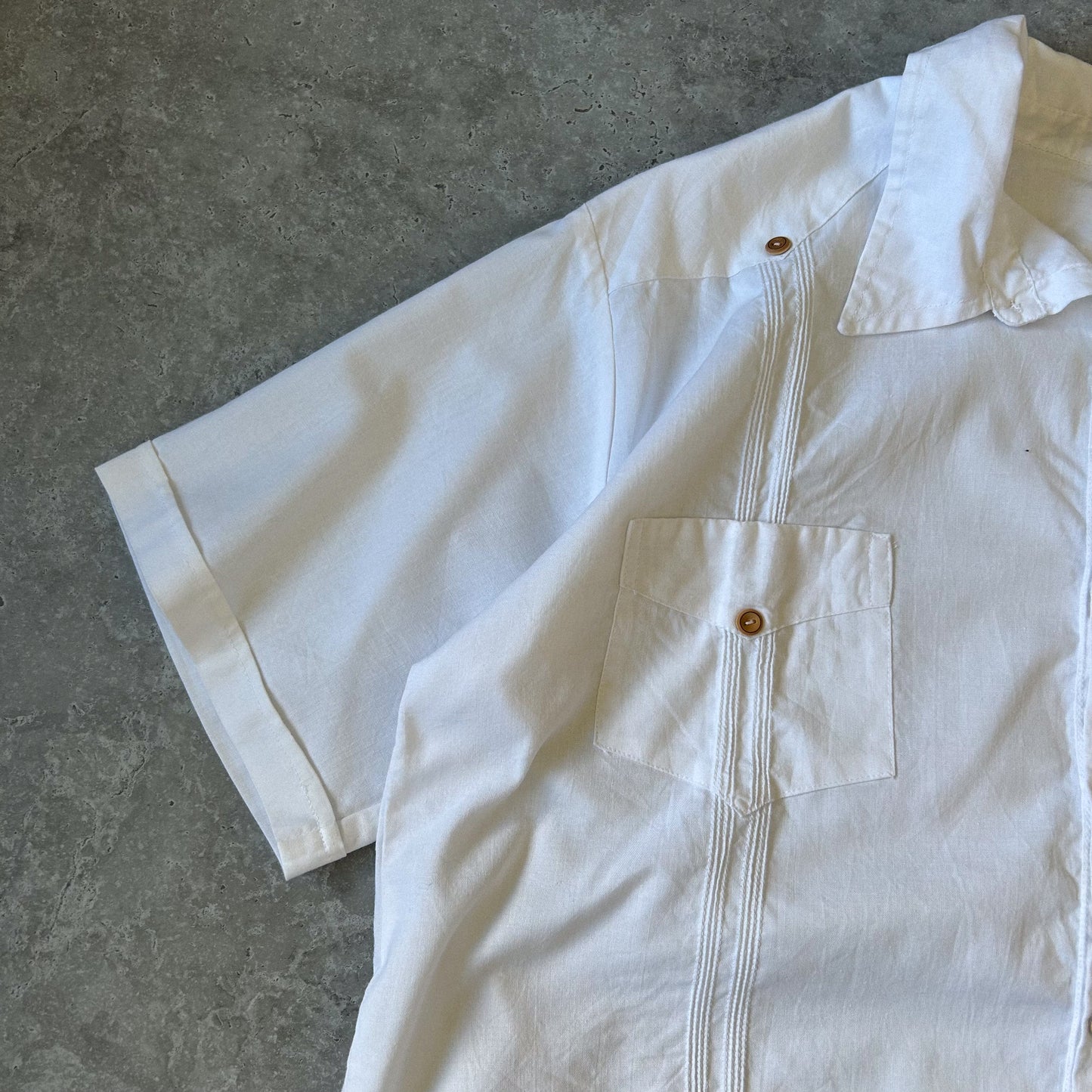 1990s - vintage linenshort sleeve guayabera cuban shirt
