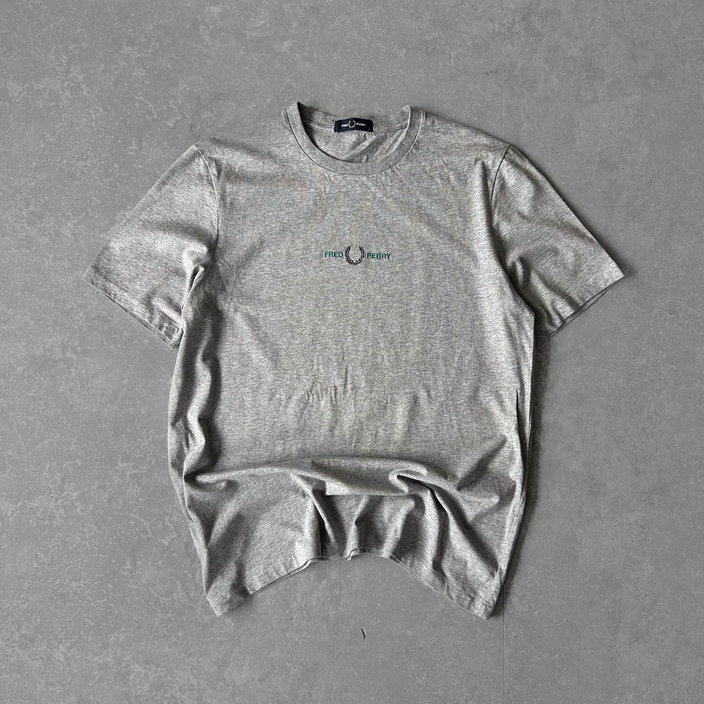 Fred Perry Embroidered Logo Grey Crewneck T-Shirt