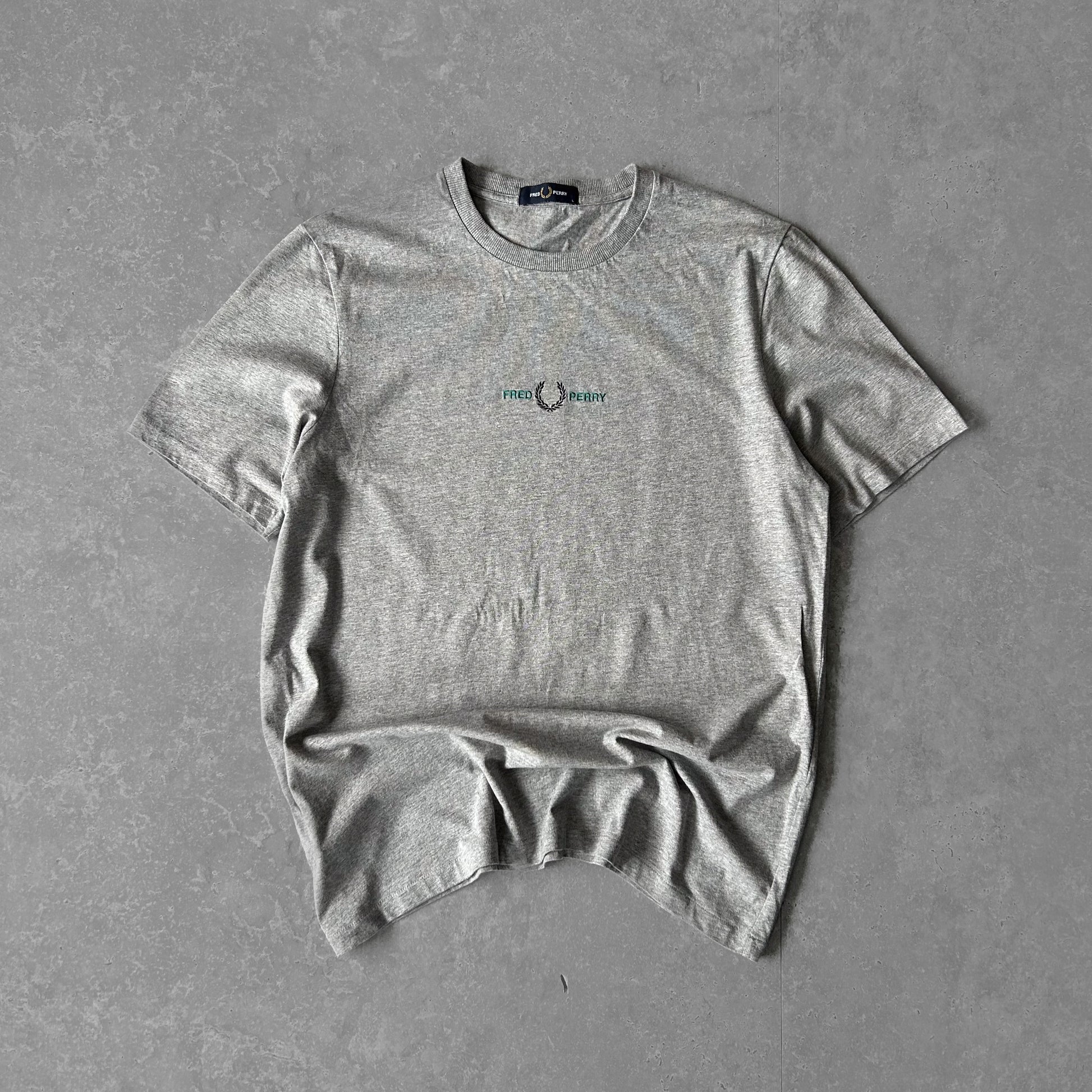 Fred Perry Embroidered Logo Grey Crewneck T-Shirt