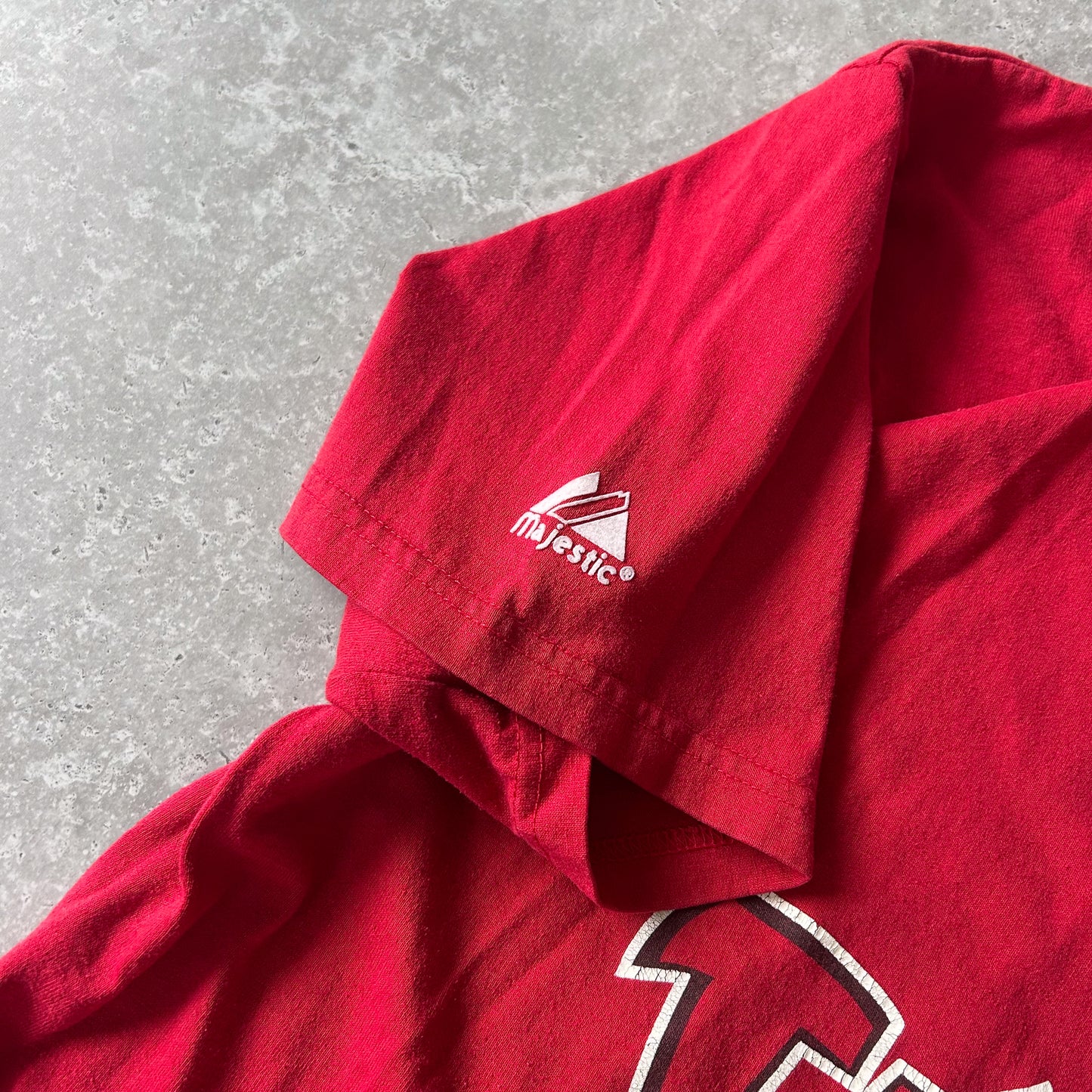 Red Majestic Vintage Baseball Tee