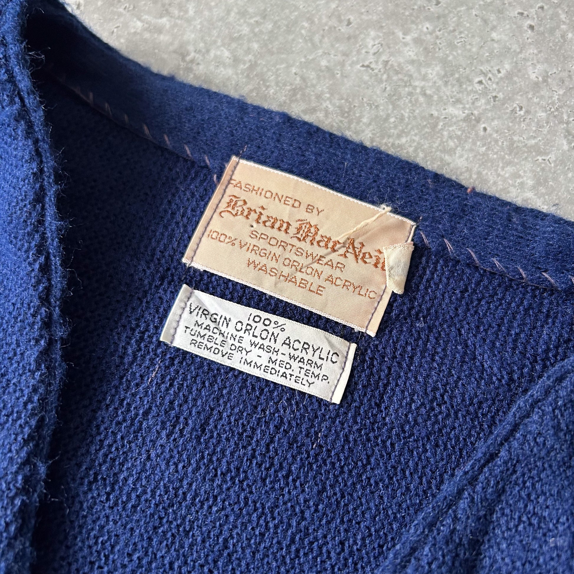 Vintage Briar MacNeil Navy Orlon Acrylic Button Cardigan Sweater