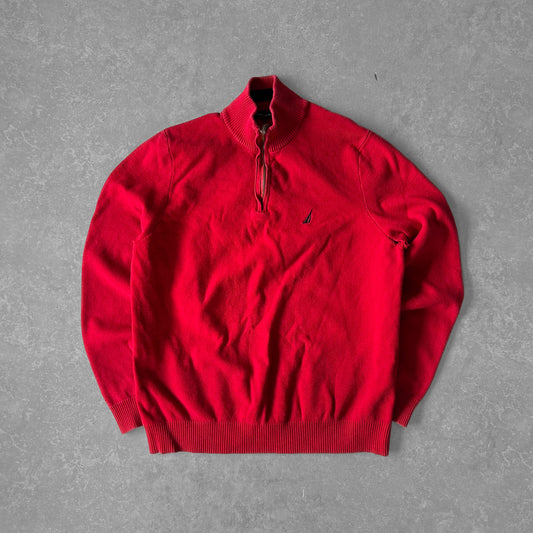 Nautica Red Quarter-Zip Knit Jumper
