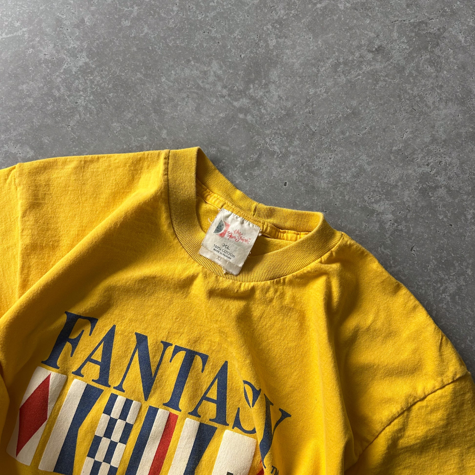 Vintage Single Stitch Carnival Fantasy Flag Graphic Yellow T-Shirt