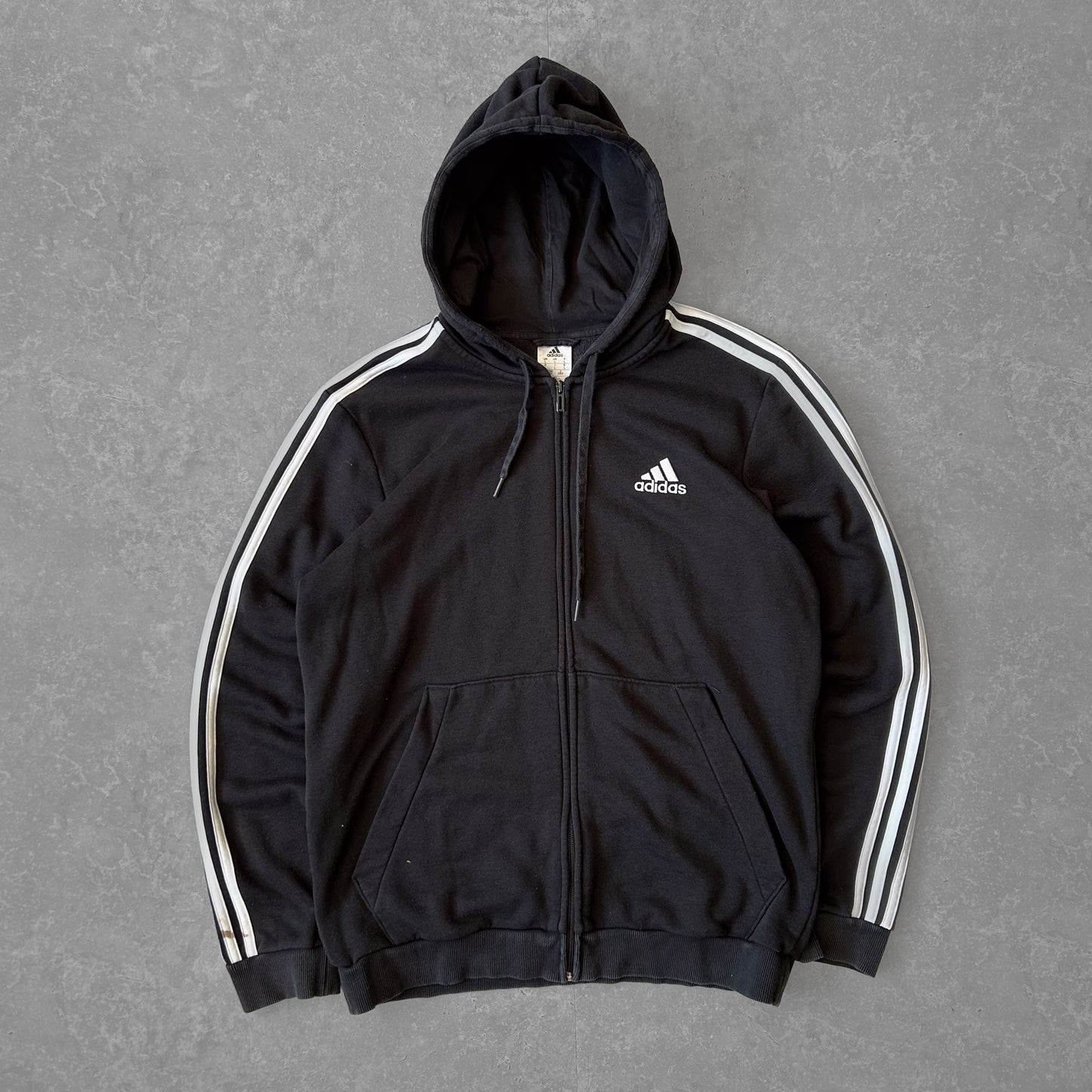Adidas Black Zip-Up Hoodie with Side Stripes