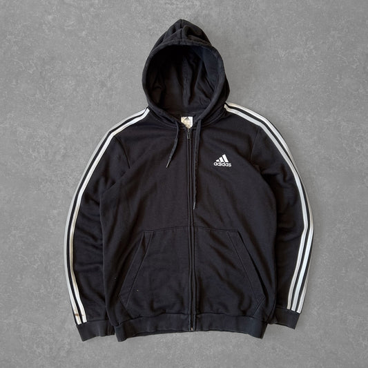 Adidas Black Zip-Up Hoodie with Side Stripes