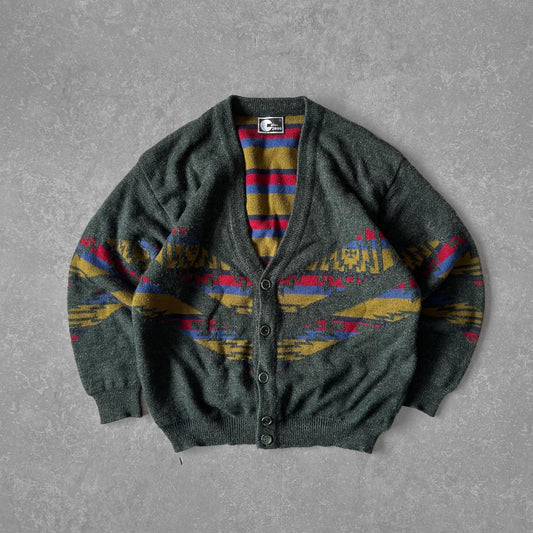 Vintage Multicolor Striped Wool Cardigan