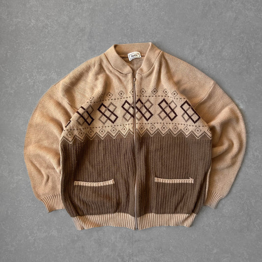 Vintage Noble Knitted Zip-Up Cardigan