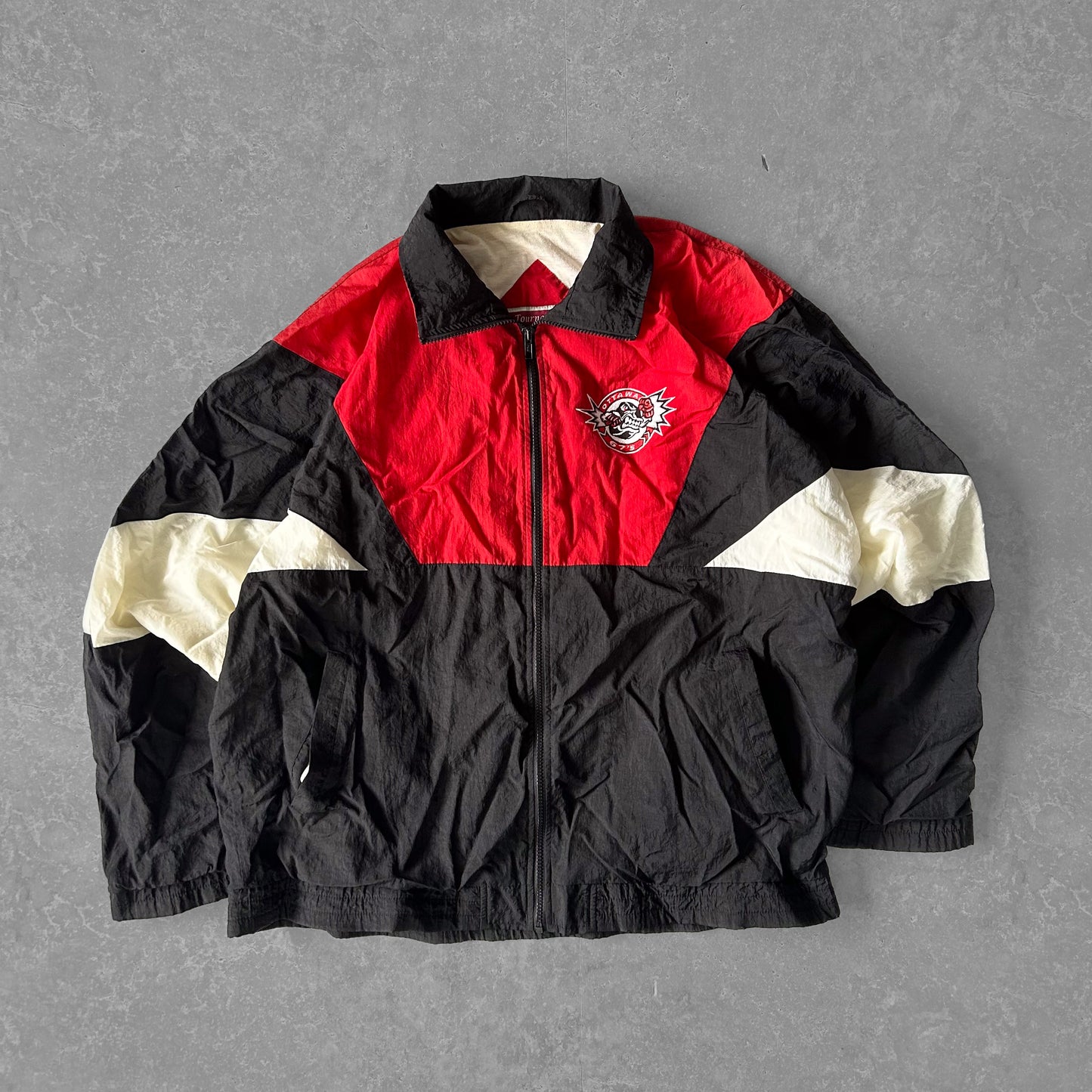 Vintage Colour-Block Windbreaker with Patch