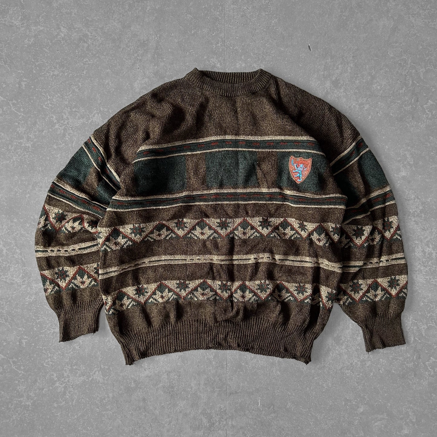 Ferraro Vintage Brown Fair Isle Jumper
