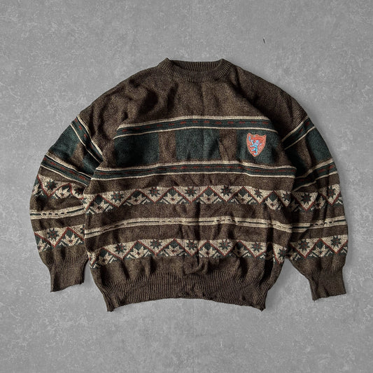 Ferraro Vintage Brown Fair Isle Jumper