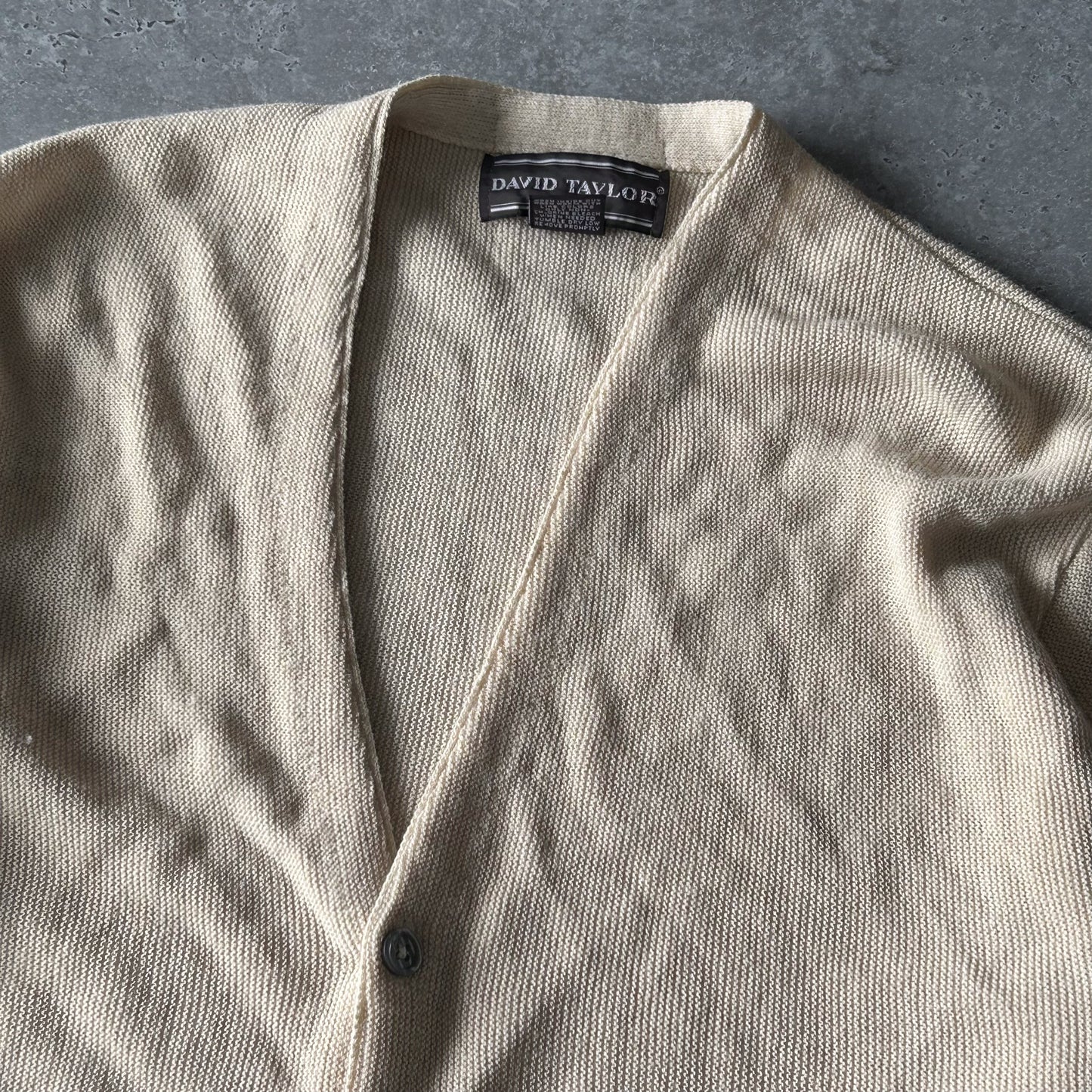 David Taylor Cream Button-Up Cardigan