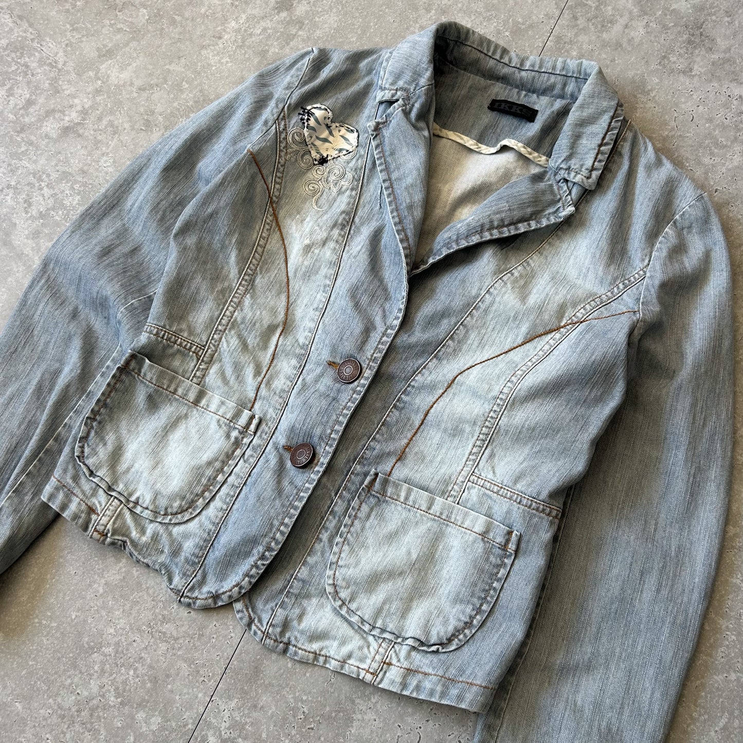 IKKS Light Blue Denim Blazer Jacket