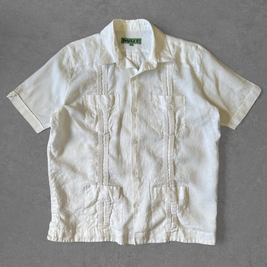 1990s - vintage linenshort sleeve guayabera cuban shirt