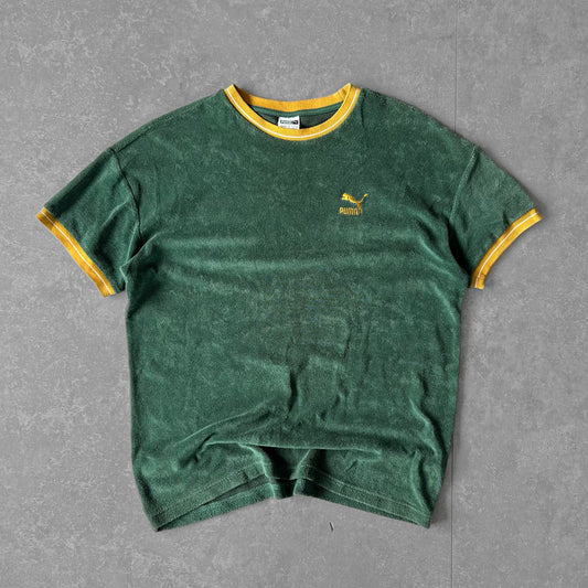 Puma Green Terry Cloth Ringer T-Shirt with Yellow Trim