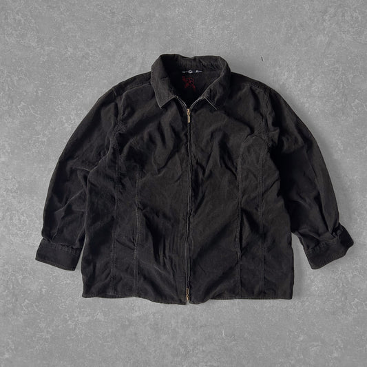 Vintage Black Zip-Up Micro Cord Jacket
