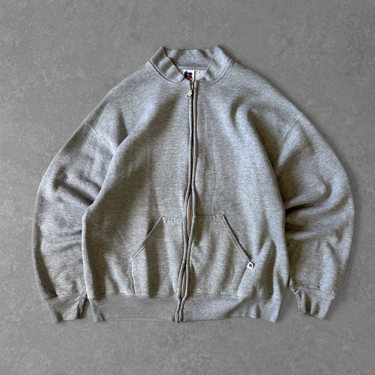 1990s - Vintage Russell Athletic Gray Full-Zip Sweatshirt