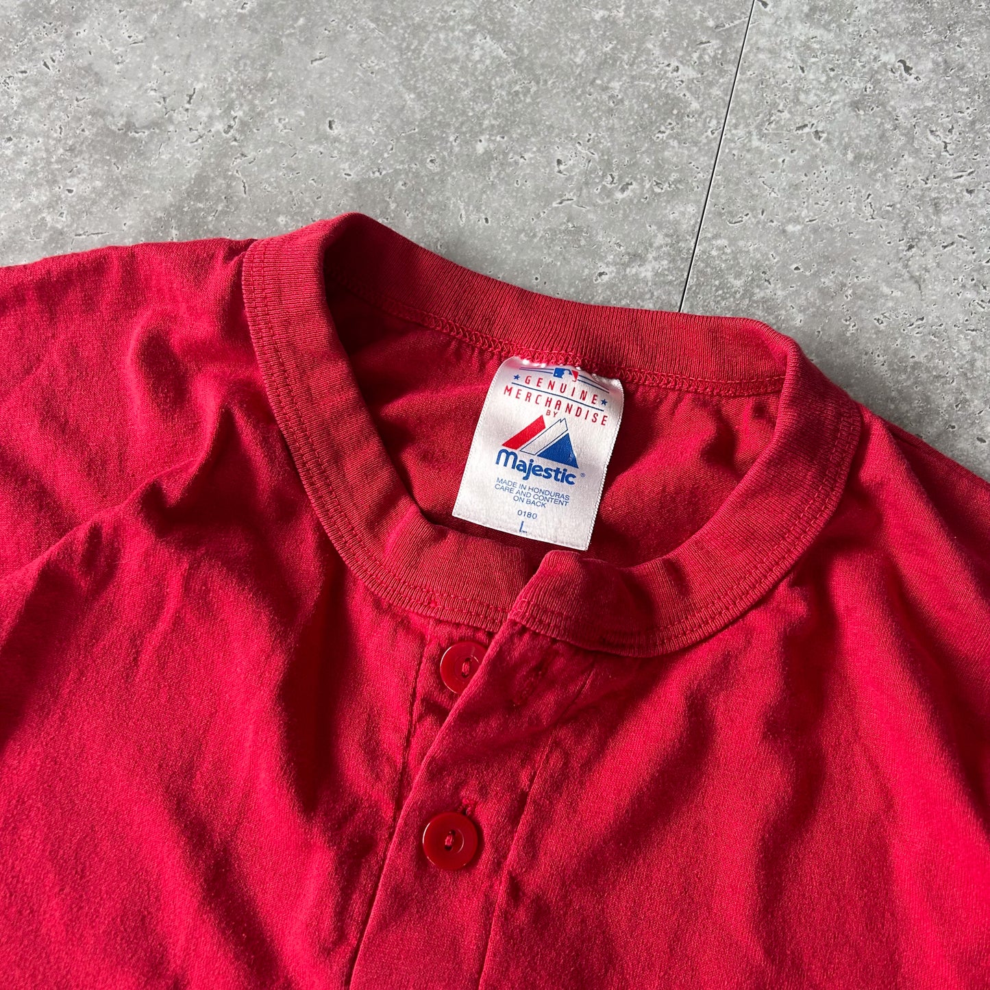 Red Majestic Vintage Baseball Tee