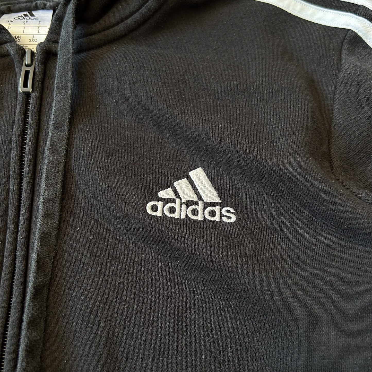 Adidas Black Zip-Up Hoodie with Side Stripes