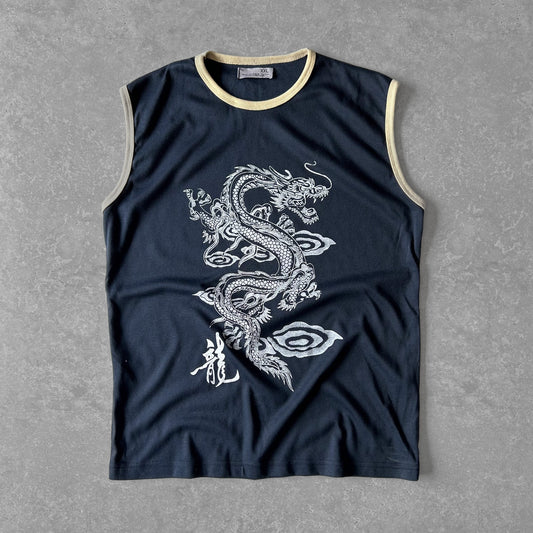 Vintage y2k Dragon Print Sleeveless Tee