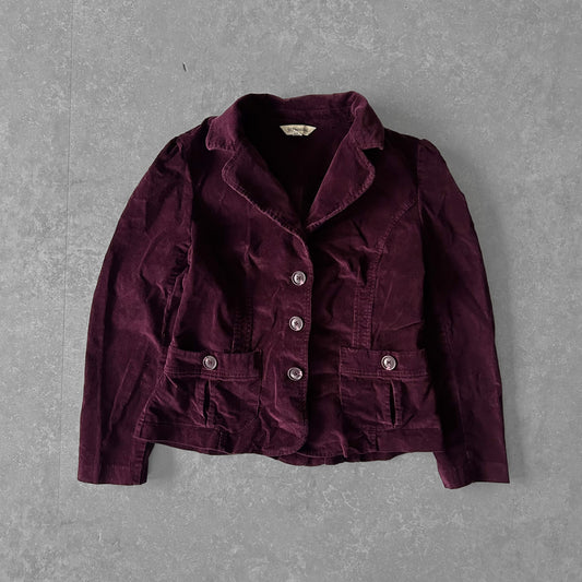 Plum Velvet Jacket Blazer with Pockets