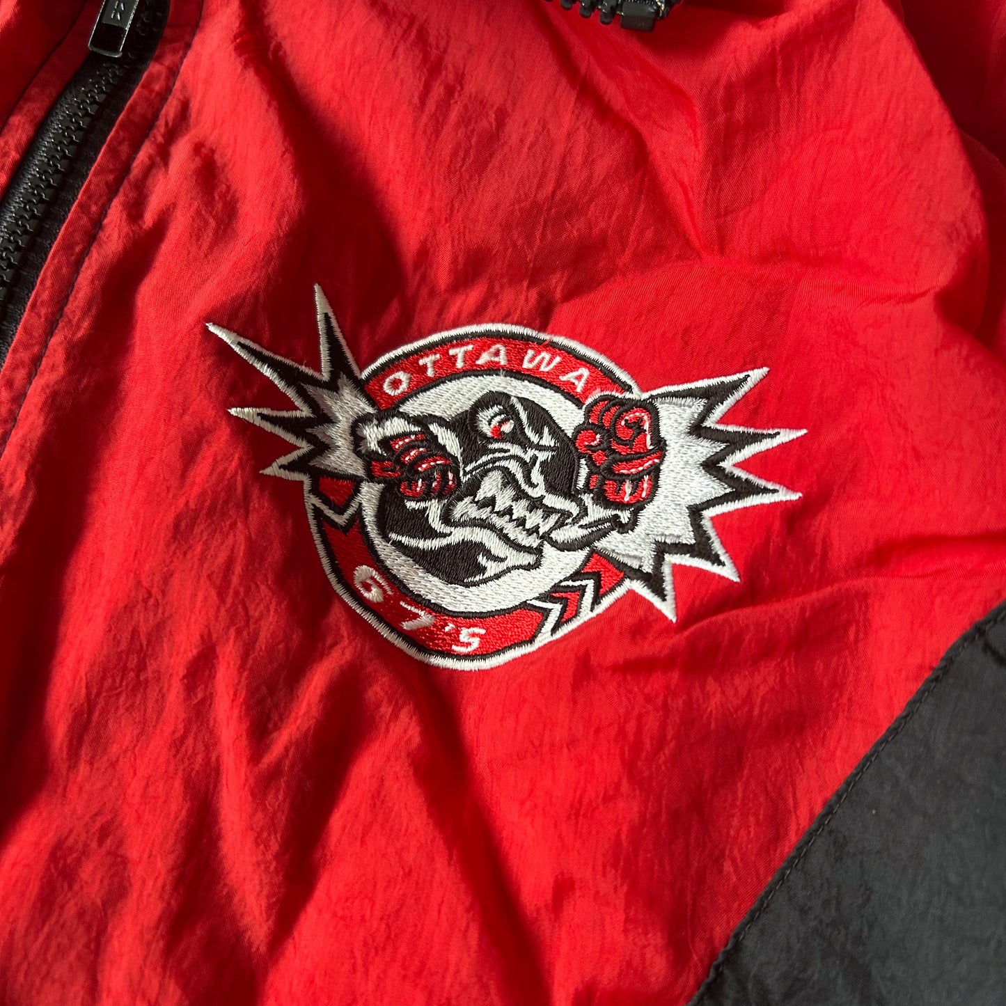 Vintage Colour-Block Windbreaker with Patch