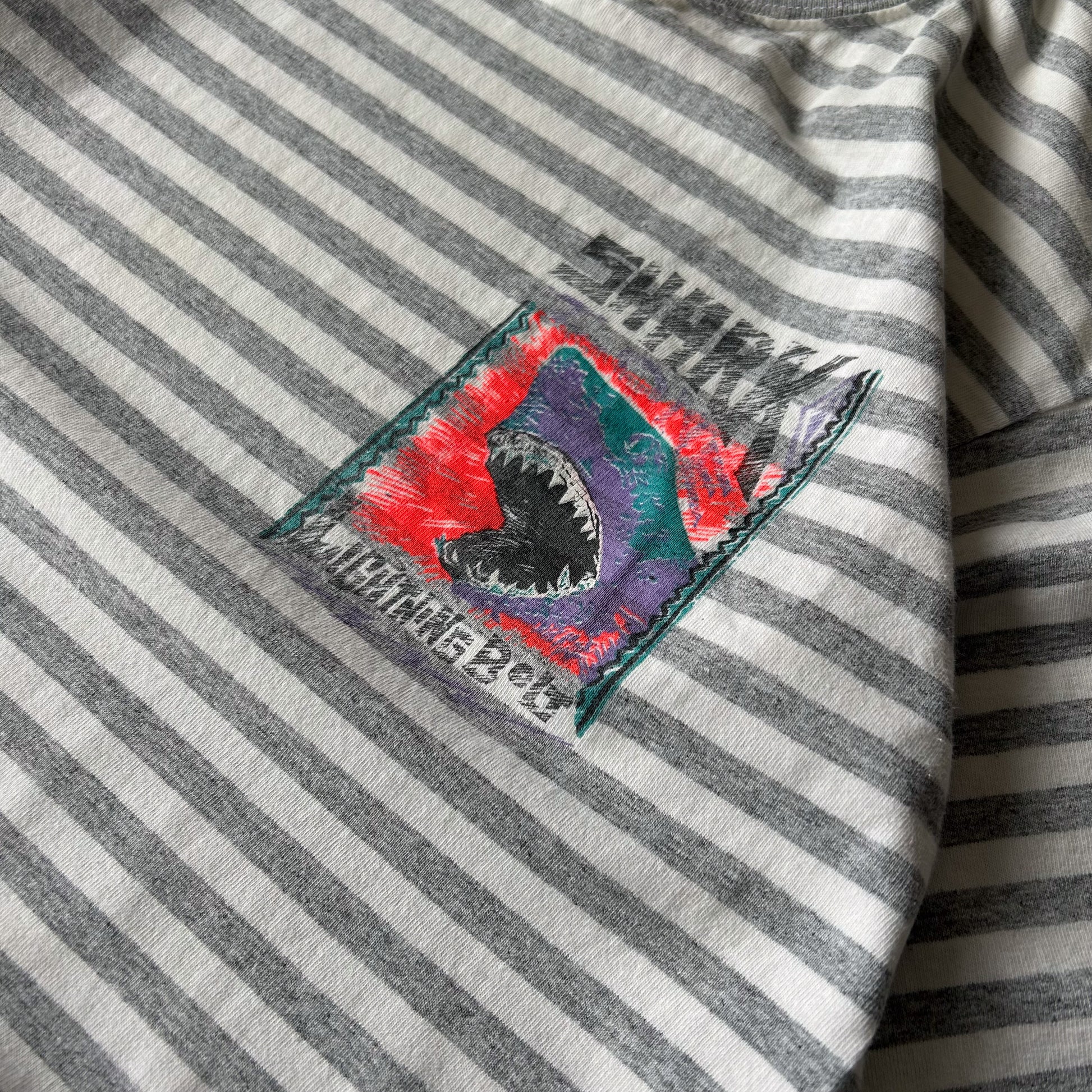 Vintage Men's Single Stitch Lightning Bolt Shark Hunting Championship Tee