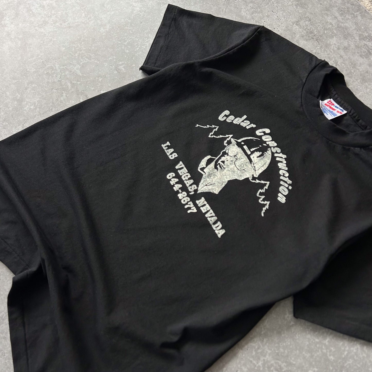 Vintage Hanes Heavyweight 50/50 Cedar Construction Las Vegas Graphic T-Shirt