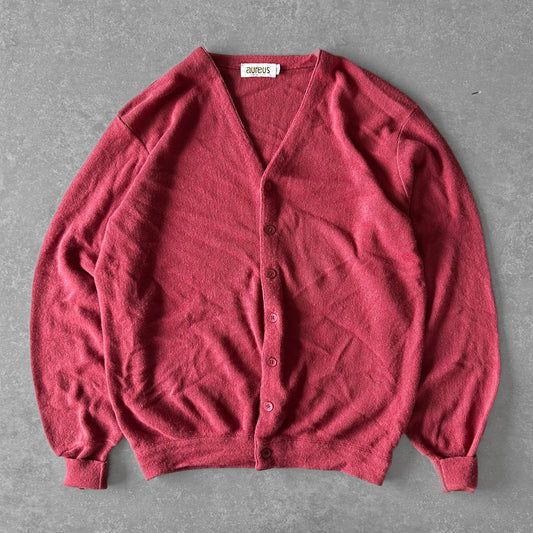 Classic V-Neck Cardigan in Deep Maroon