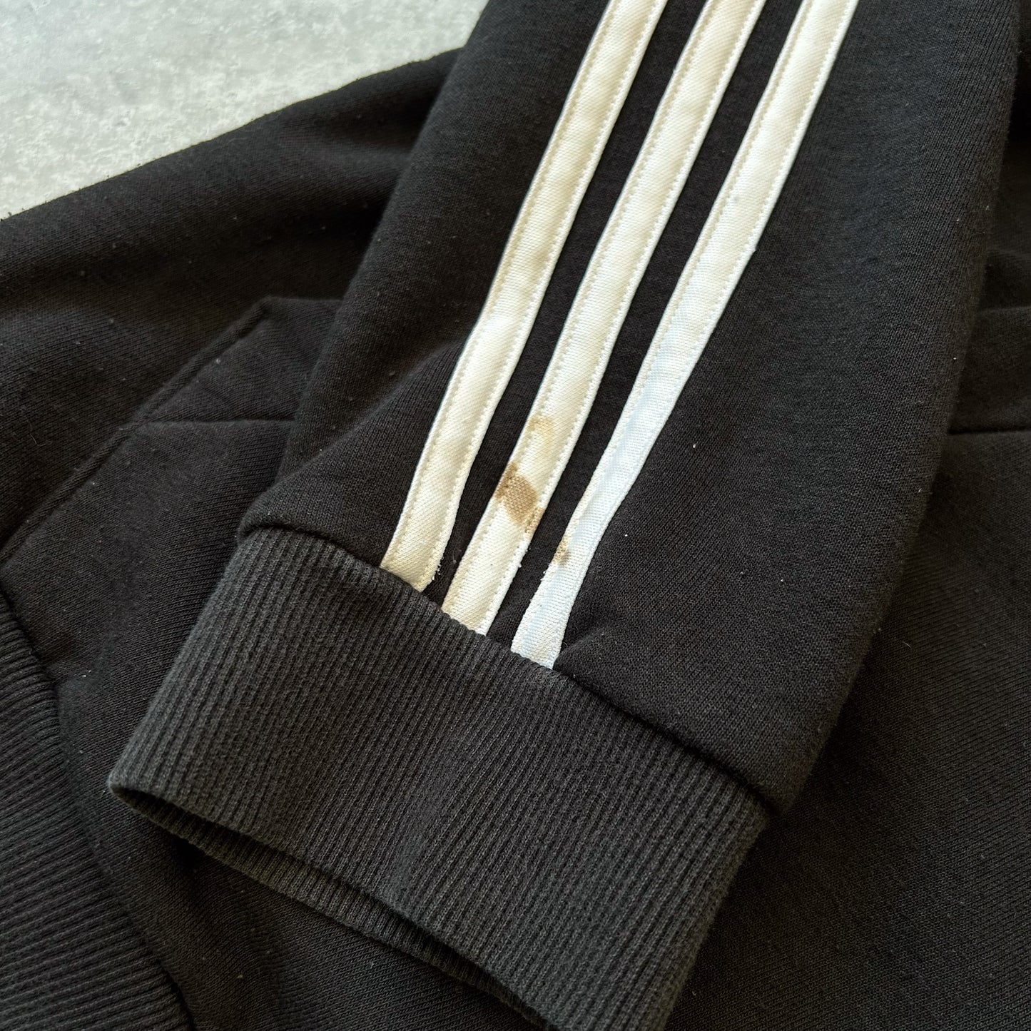 Adidas Black Zip-Up Hoodie with Side Stripes