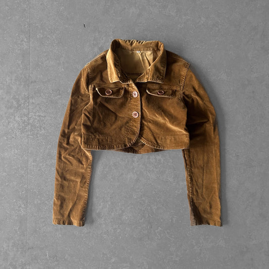 Cropped Brown Corduroy Jacket with Pockets