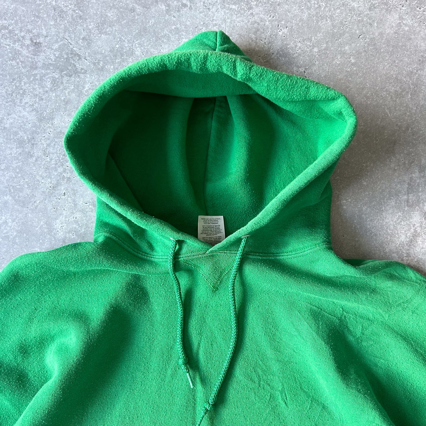 1990s - vintage russell athletic green blank hooded sweatshirt