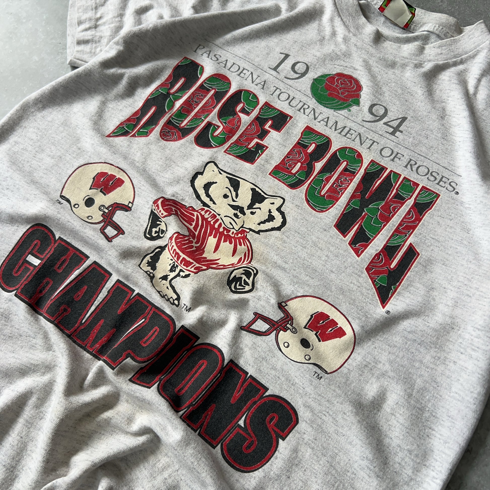 Vintage Men's Single Stitch Tsi 1994 Rose Bowl Wisconsin Badgers Wisconsin Badgers Tee