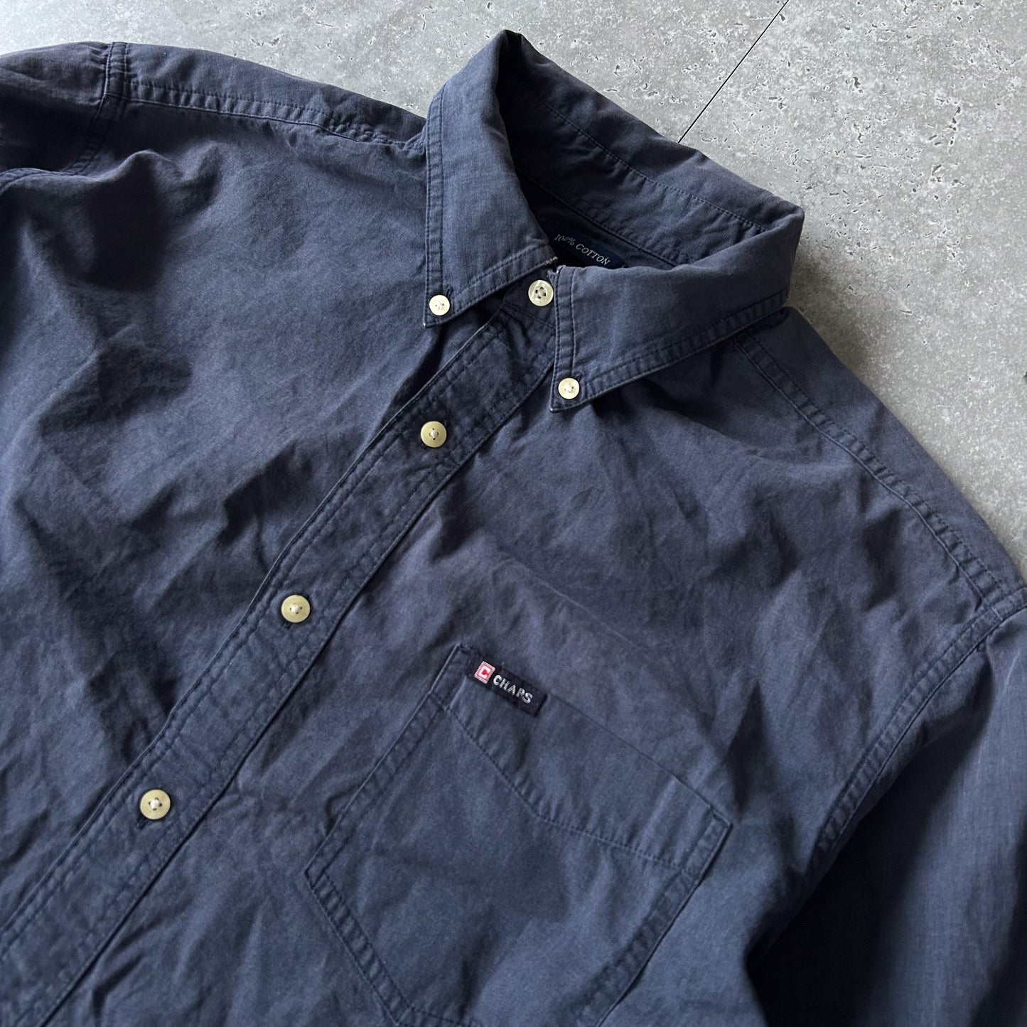 Chaps Indigo Cotton Button-Down Shirt Size L Men's