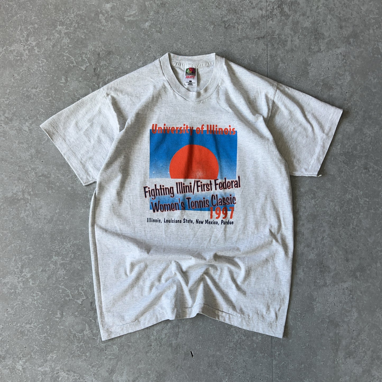 Vintage Men's Single Stitch Fruit Of The Loom University of Illinois Fighting Illini Women's Tennis Classic Tee
