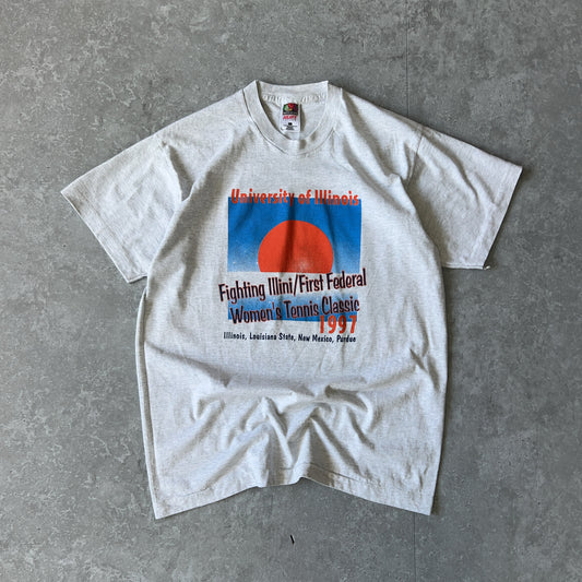 Vintage Men's Single Stitch Fruit Of The Loom University of Illinois Fighting Illini Women's Tennis Classic Tee