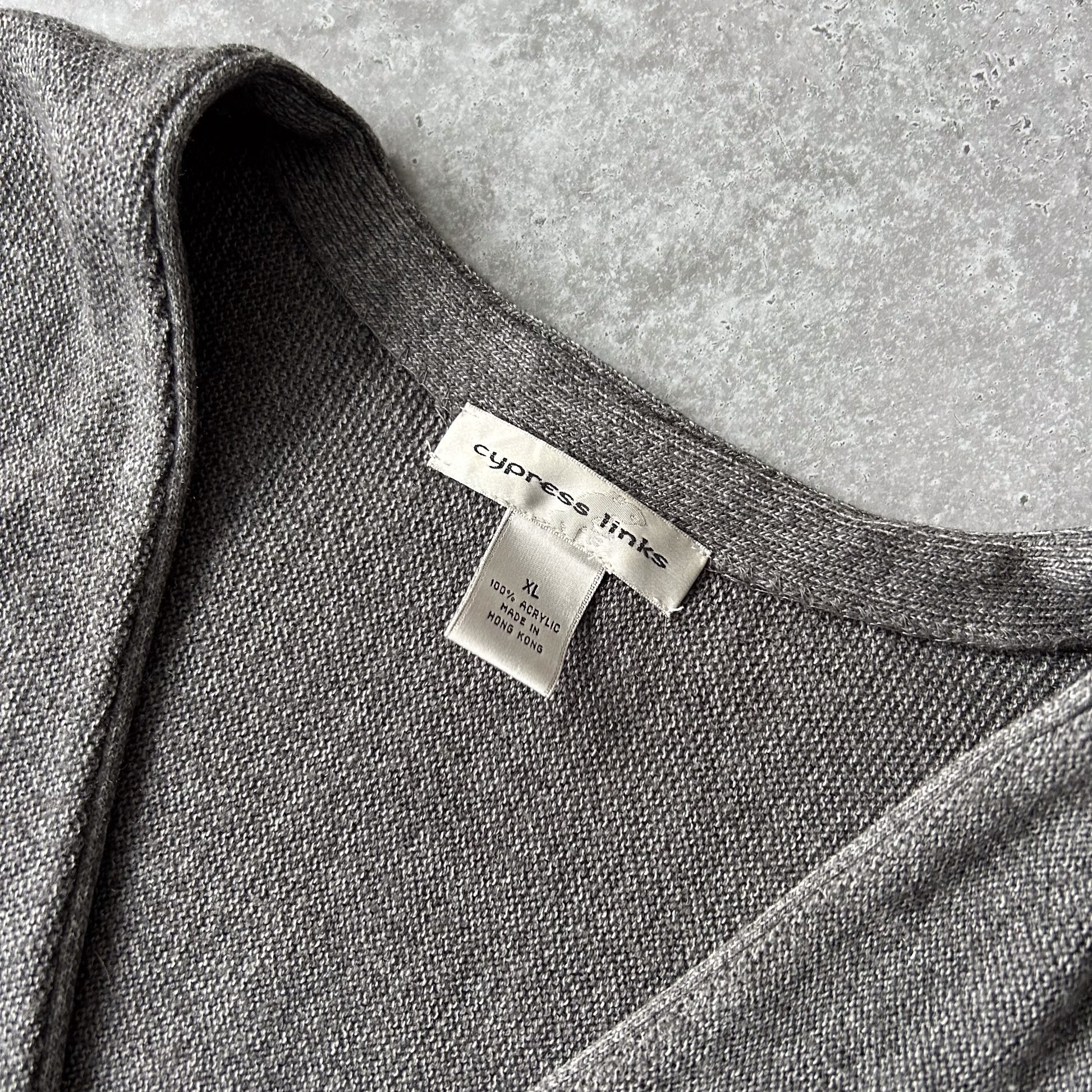 Cypress Links Gray V-Neck Button Cardigan Sweater