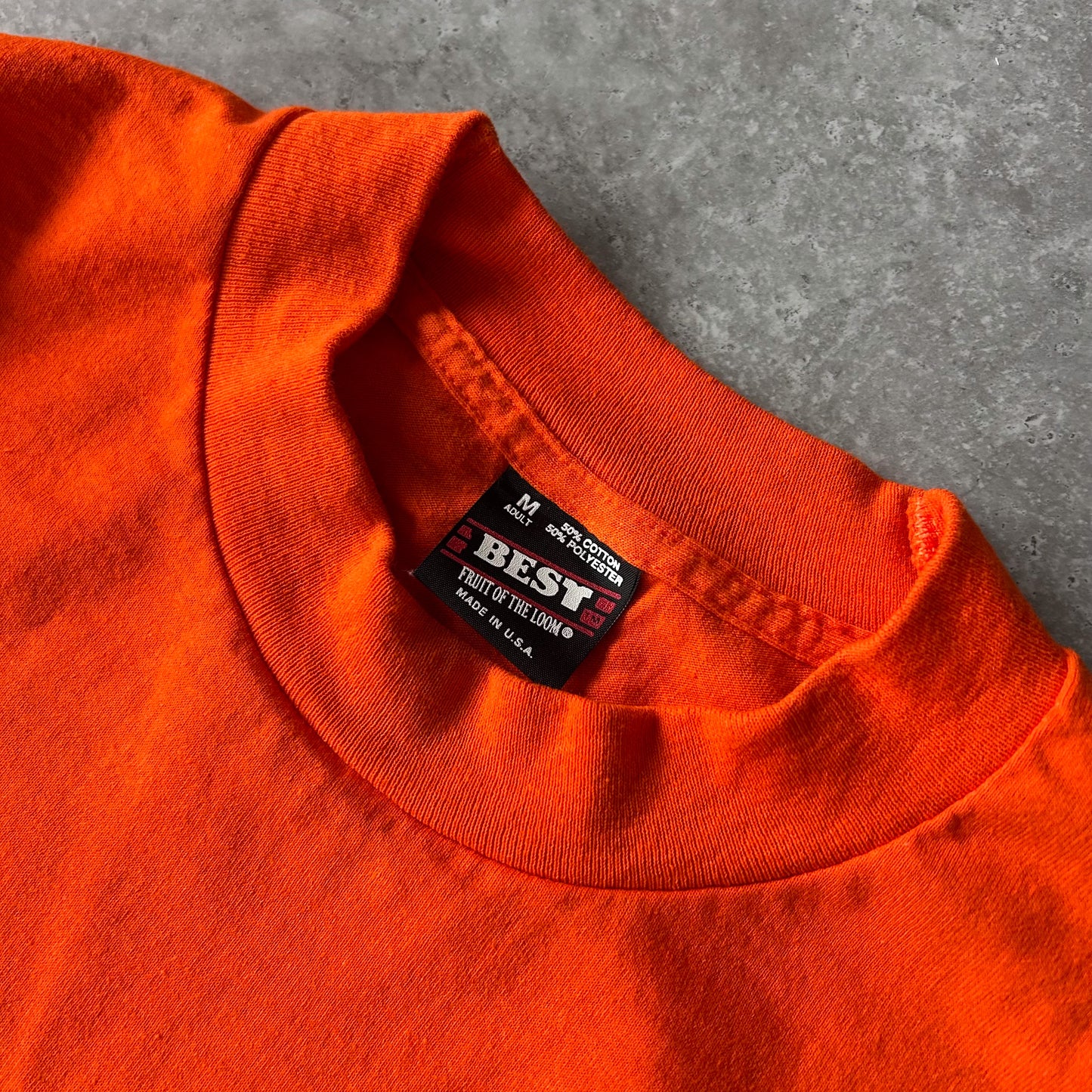 Vintage Single Stitch Palumbo Construction Orange Pocket Logo Tee (Made in USA)