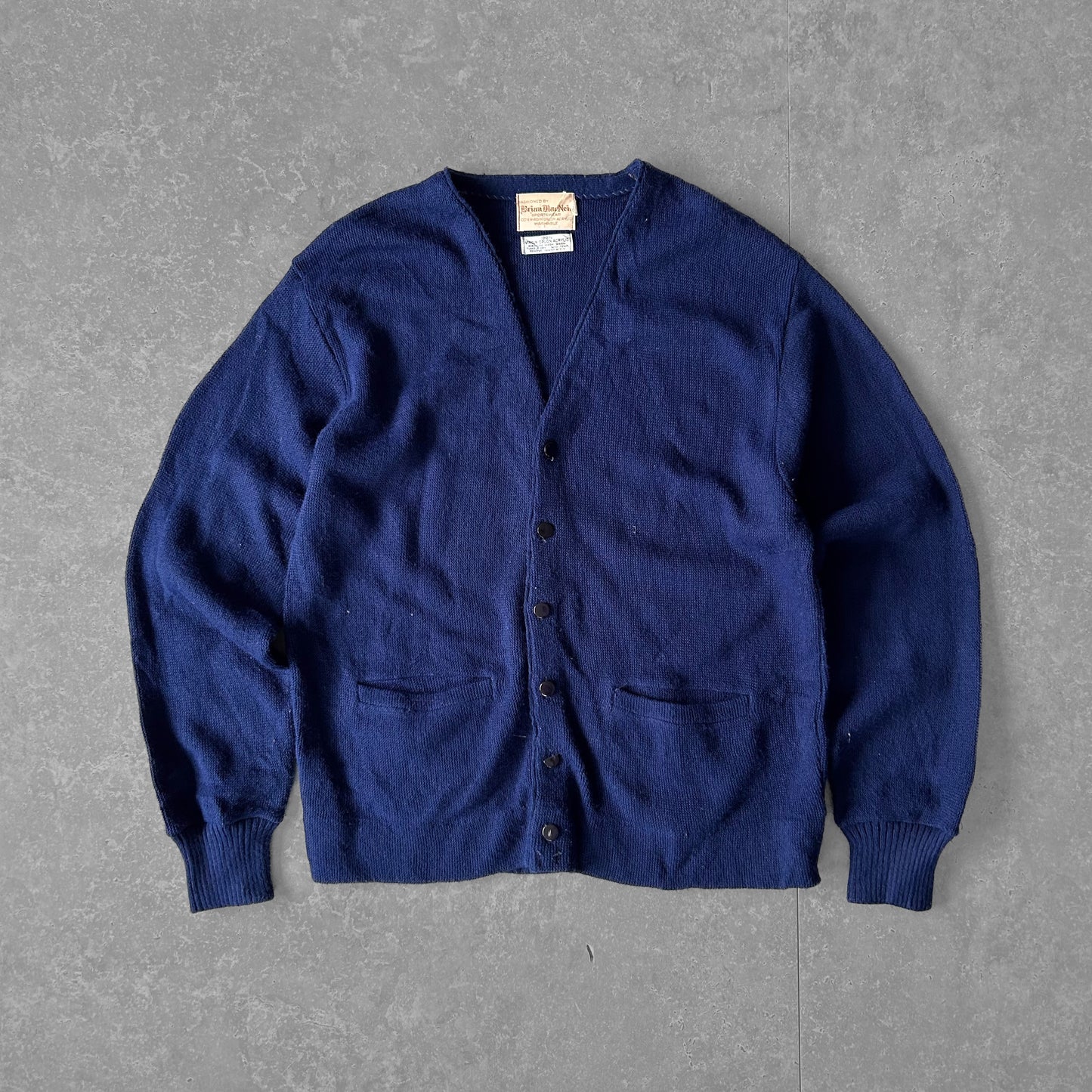 Vintage Briar MacNeil Navy Orlon Acrylic Button Cardigan Sweater