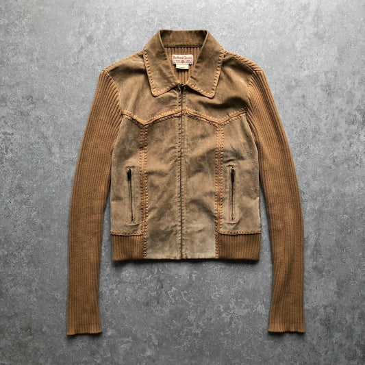 1970s - marlboro suede knit fitted jacket