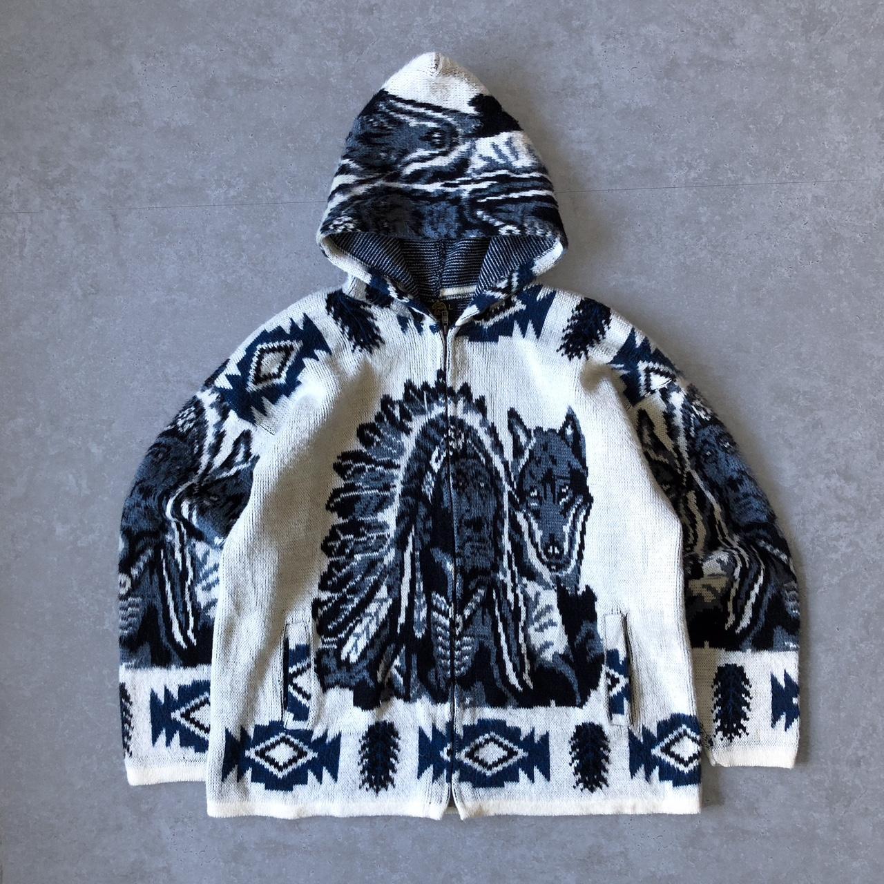 1990s - alphaca wool pattern hoodie