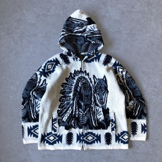 1990s - alphaca wool pattern hoodie