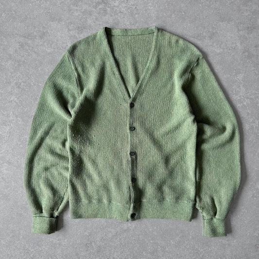 1970s - vintage sage green wool cardigan