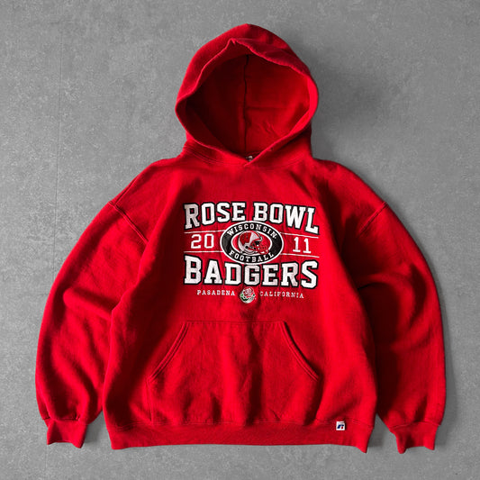 2000s - vintage russell athletic'rose bowl' boxy embroidered hoodie