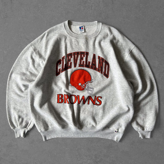 1990s - vintage russell athletic 'cleavland browns' boxy graphic sweatshirt