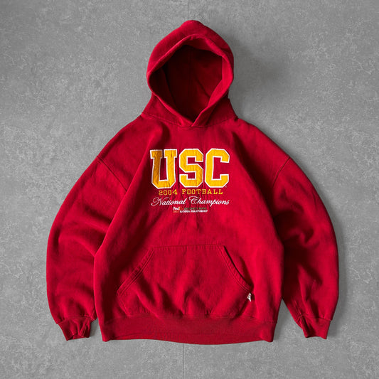 2000s - vintage russell athletic'usc football' boxy embroidered hoodie