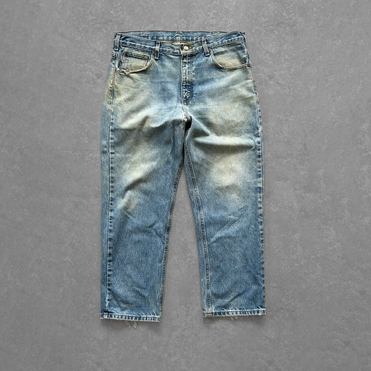 1990s - vintage faded dark wash blue carhartt jeans